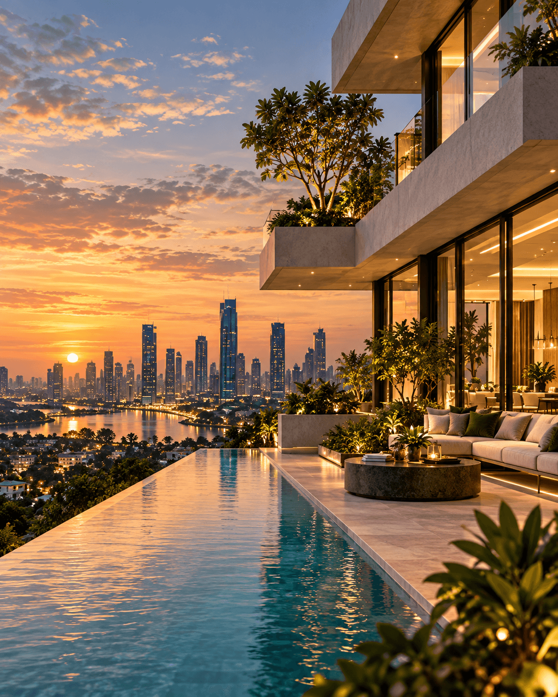 Contemporary luxury residence and infinity pool